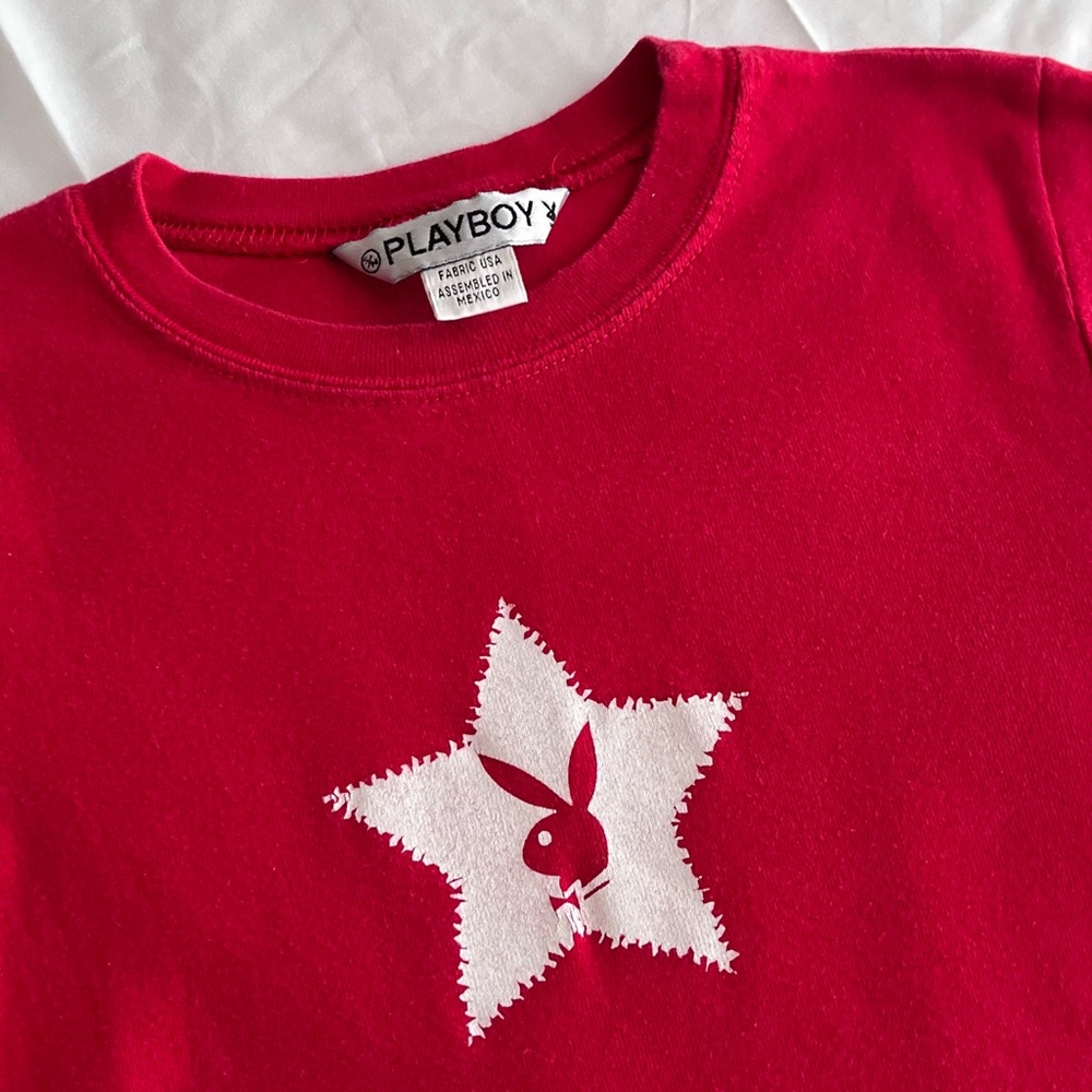 Playboy Y2K Iconic Red White Star Short Sleeve - Picture 6 of 7